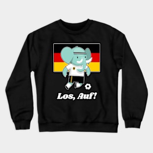 ⚽ German Flag, Cute Elephant, "Los, Auf!" Germany Football Crewneck Sweatshirt